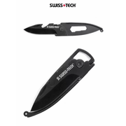 Swiss+Tech 4-in-1 camping Micro-Tool Keychain ST45019 - Compact Stainless Steel Pocket Knife, Screwdrivers & Bottle Opener