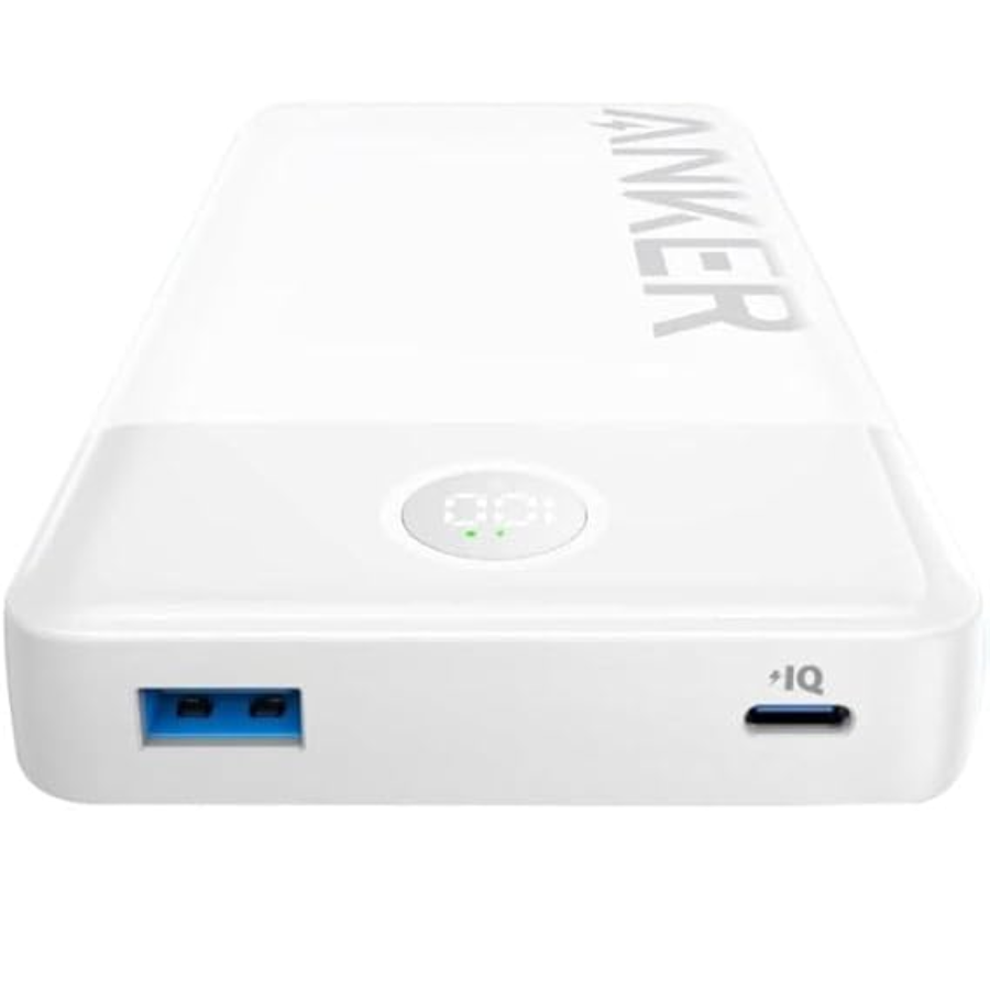 Anker 15W Power Bank 20,000mAh Portable Charger - Dual Port Charging with Real-Time Digital Battery Display - White