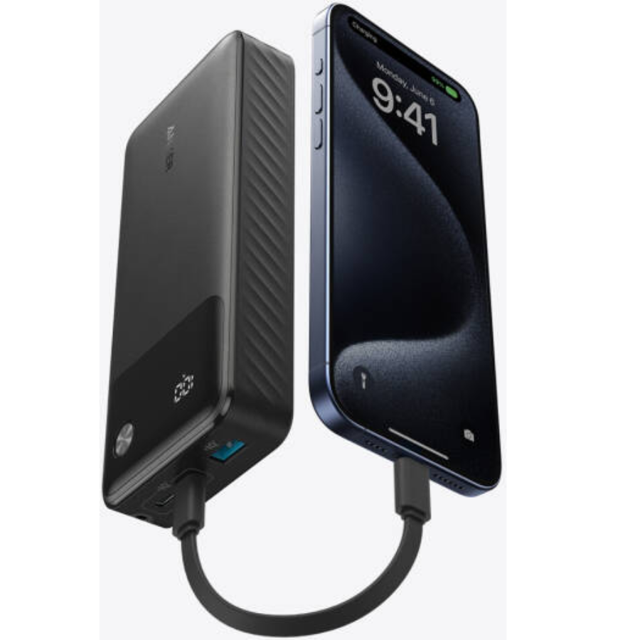 Anker 30W Power Bank 20,000mAh - PD Fast Charging with Digital Display & 3-Port Output - Black