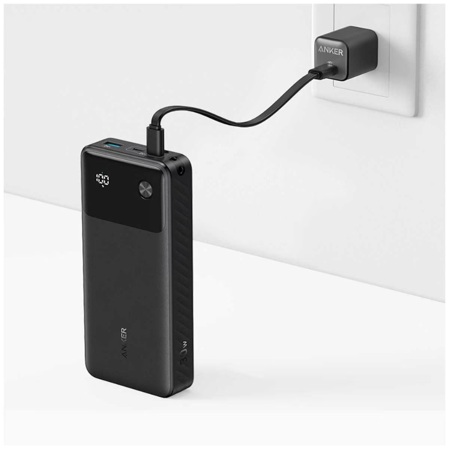 Anker 30W Power Bank 20,000mAh - PD Fast Charging with Digital Display & 3-Port Output - Black