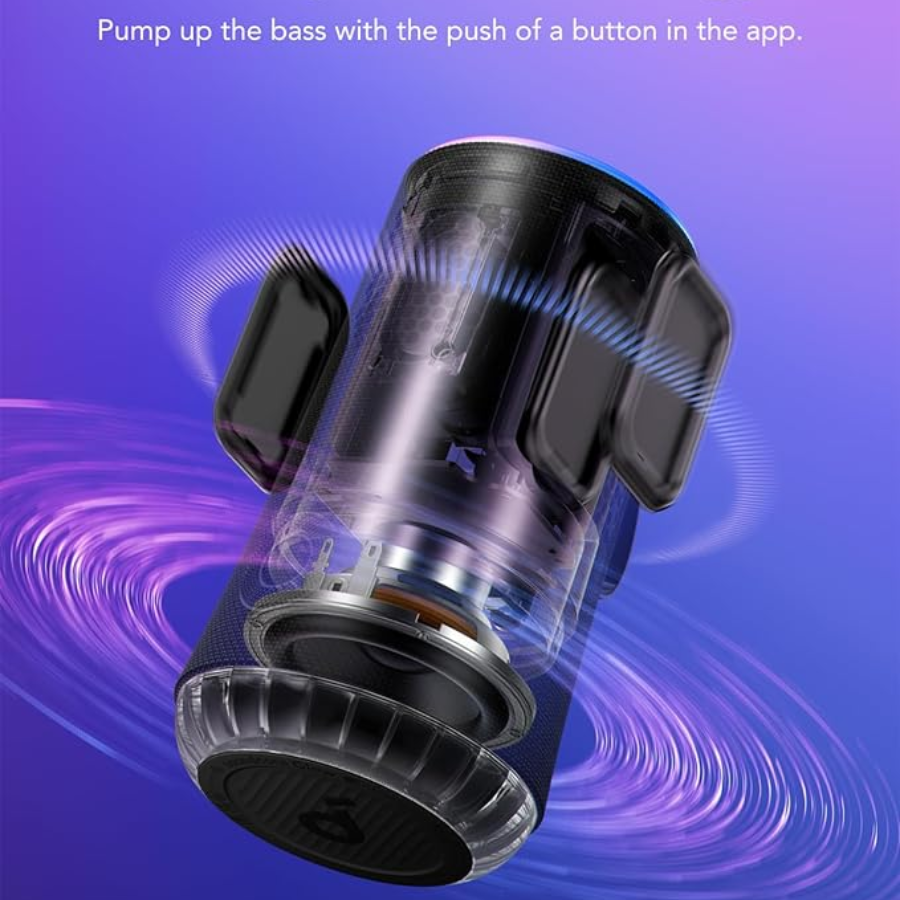 Anker Soundcore Glow Portable Speaker - 30W Radiant Sound, 360° Light Show, BassUp Technology & IP67 Waterproof