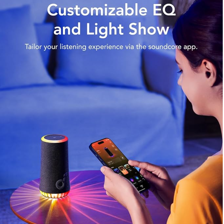 Anker Soundcore Glow Portable Speaker - 30W Radiant Sound, 360° Light Show, BassUp Technology & IP67 Waterproof