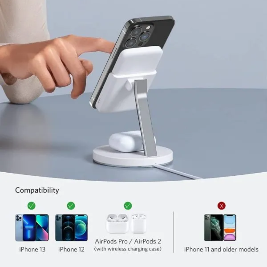 Anker 622 Magnetic Battery MagGo 5000mAh Portable Wireless Charger with Foldable Kickstand for iPhone