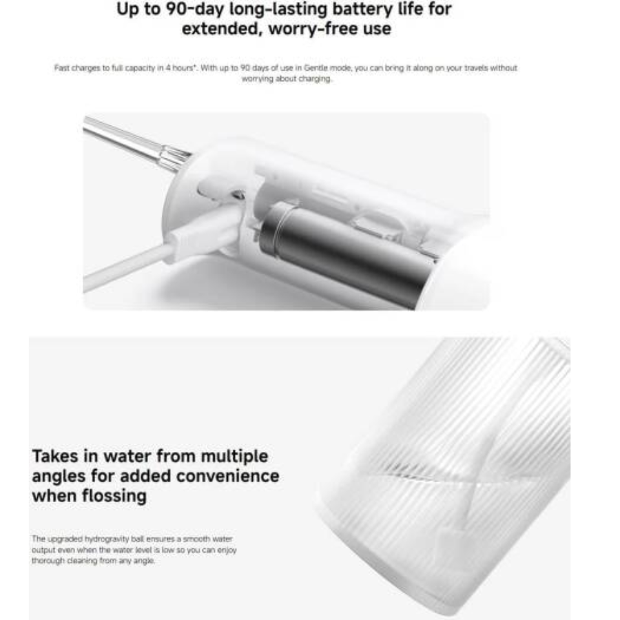 Xiaomi Water Flosser 2 - High-Frequency Water Pulsing, 3 Adjustable Modes, Comfortable Grip & Professional Dual Tips - IPX7 Waterproof