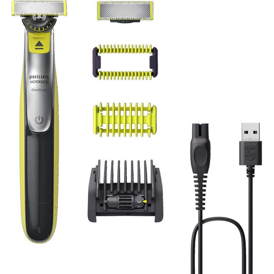 Philips OneBlade 360 Face & Body (QP2834/65) - Hybrid Electric Trimmer & Shaver, Flexible 360 Blade, Waterproof & Rechargeable - Black/Lime