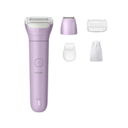 Philips Lady Shaver Series 6000 - Cordless Wet & Dry Electric Shaver, Gentle Shave with 4 Accessories - White/Purple