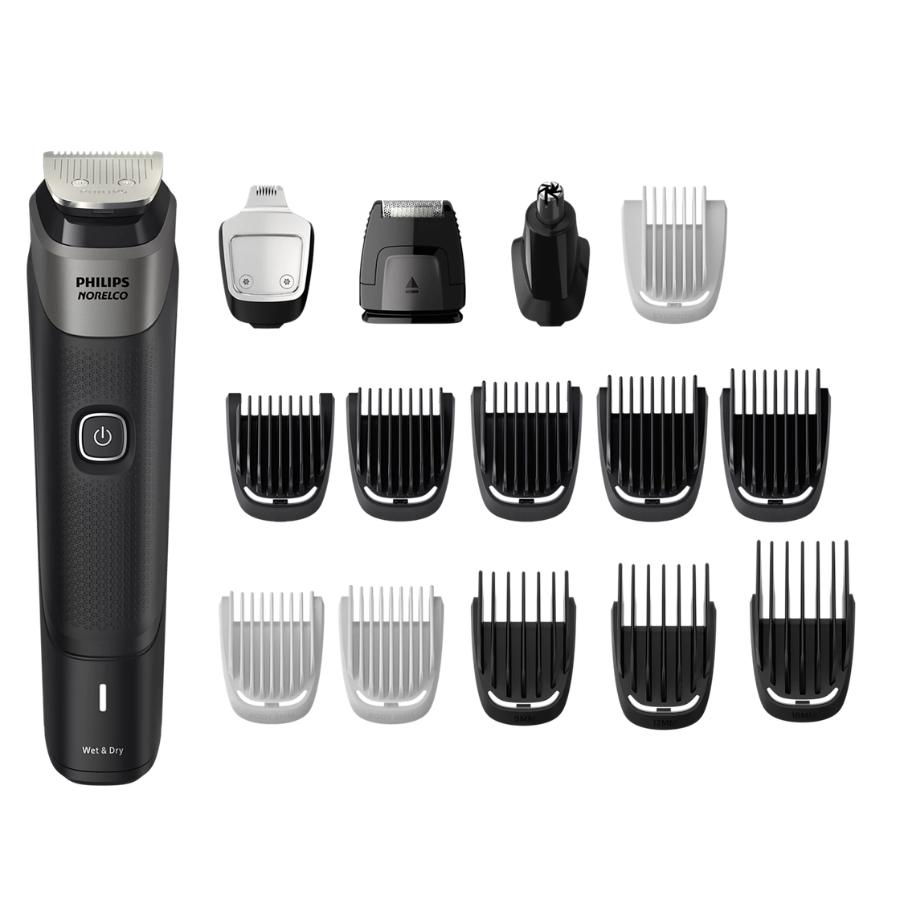 Philips All-in-One Trimmer Series 5000 - 18 Tools for Face, Hair & Body, BeardSense Technology, Self-Sharpening Steel Blades