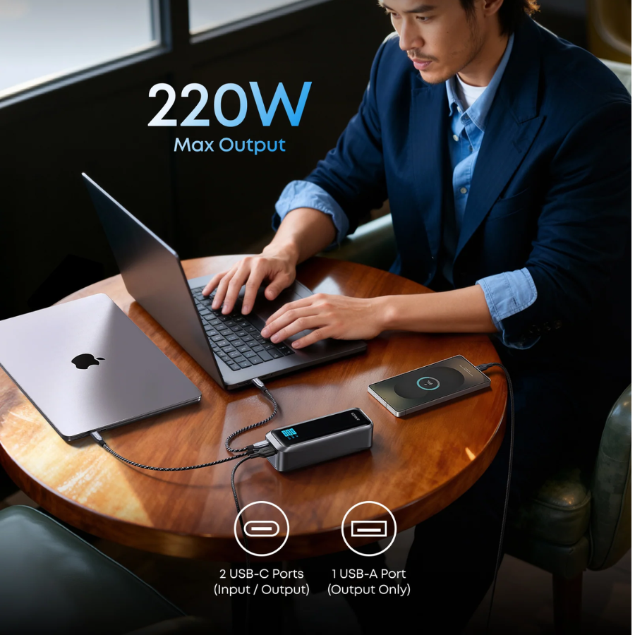 Anker Prime Power Bank (20K, 220W) - Ultra-Fast Charging, 20,000mAh Capacity, Smart Digital Display & Triple Port Output