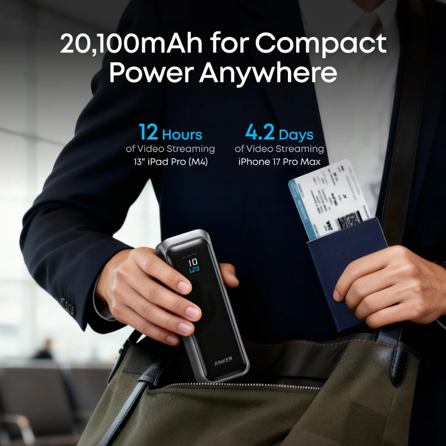 Anker Prime Power Bank (20K, 220W) - Ultra-Fast Charging, 20,000mAh Capacity, Smart Digital Display & Triple Port Output