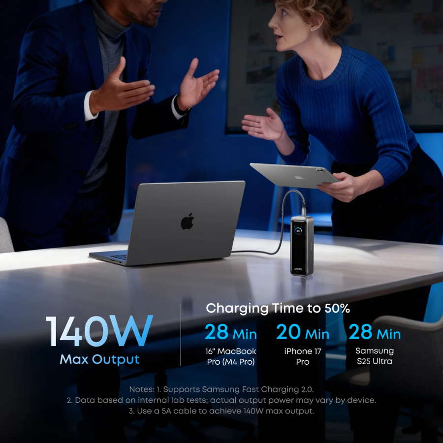Anker Prime Power Bank (20K, 220W) - Ultra-Fast Charging, 20,000mAh Capacity, Smart Digital Display & Triple Port Output