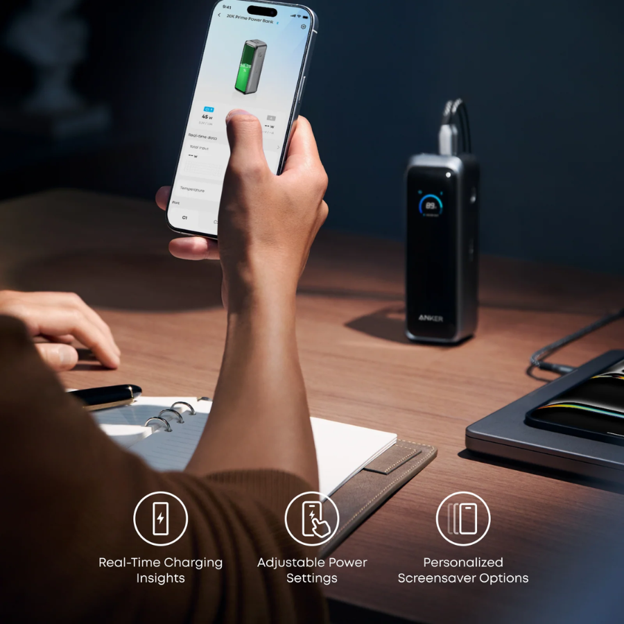 Anker Prime Power Bank (20K, 220W) - Ultra-Fast Charging, 20,000mAh Capacity, Smart Digital Display & Triple Port Output