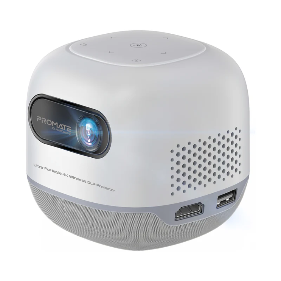 Promate CubeCast-2 Smart Cube Projector - Native 1080p Full HD, 350 Lumens, Android OS & Wireless Casting