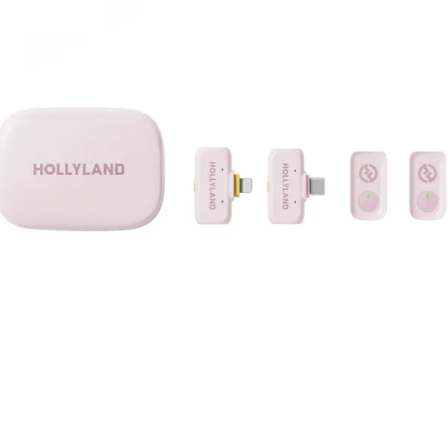 Hollyland Lark A1 Wireless Lavalier Microphone System - 48kHz/24-bit Audio, 200m Range, Omnidirectional Dual-Mic Kit (Cloud Pink)