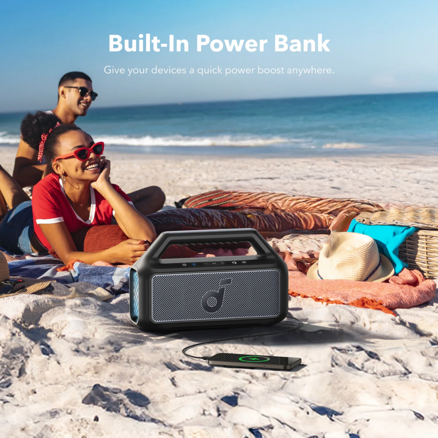 Anker Soundcore Boom 2 Portable Bluetooth Speaker - 80W Max Output, BassUp 2.0 Technology, Beat-Synced Light Show & IPX7 Waterproof