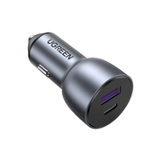 Ugreen 52.5W Fast Car Charger - Dual Port USB-C & USB-A Phone Adapter, PD & QC Support, Premium Aluminum Case
