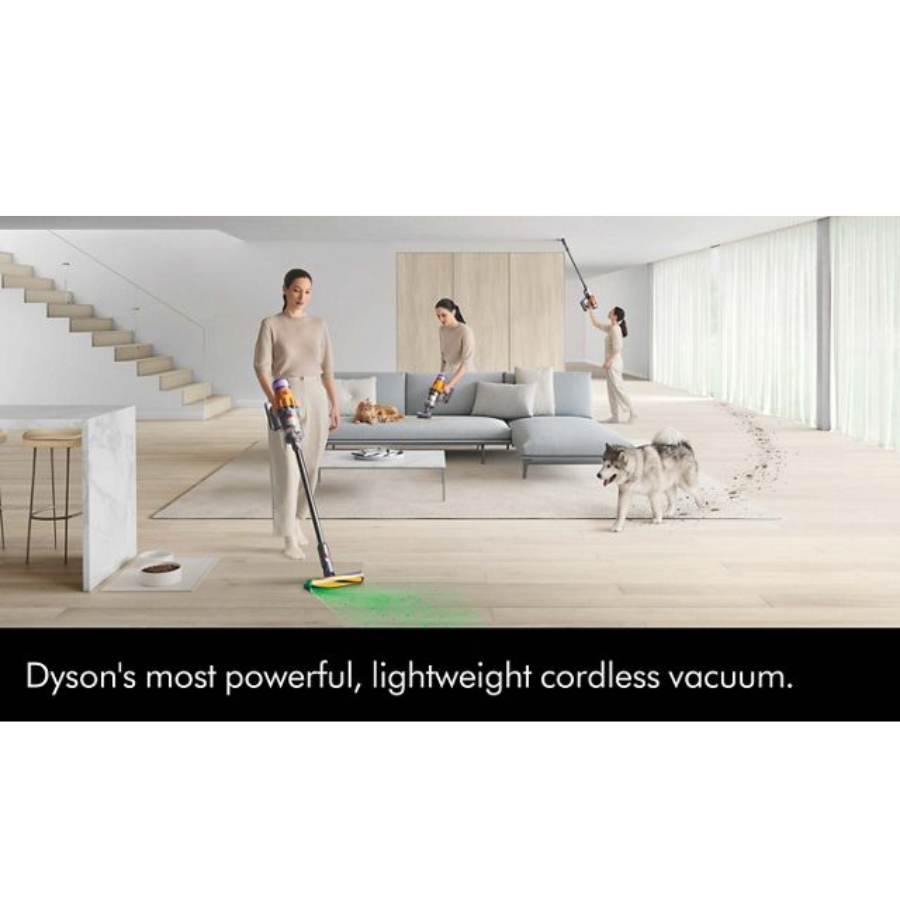 Dyson V12 Detect Slim Cordless Vacuum Cleaner - Laser Dust Detection, Powerful Suction & Smart LCD Display (Yellow/Iron)