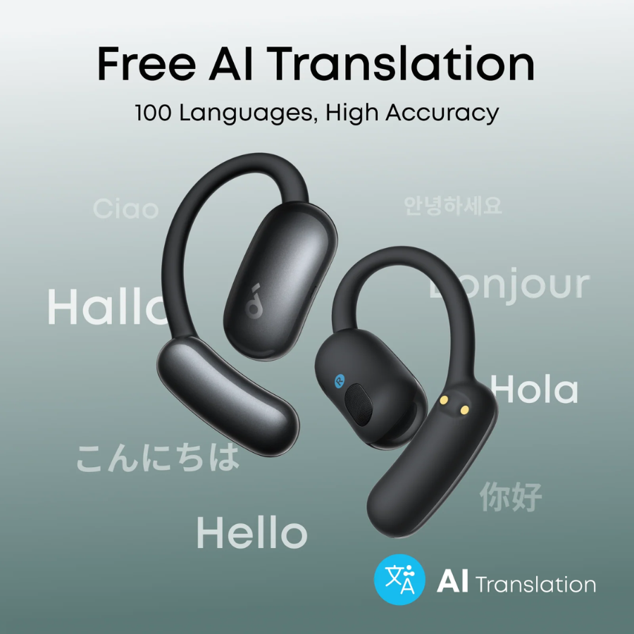 Soundcore AeroFit 2  with AI Assistant - Open-Ear Headphones and Real-Time Translation Features Long-Lasting Comfort Design