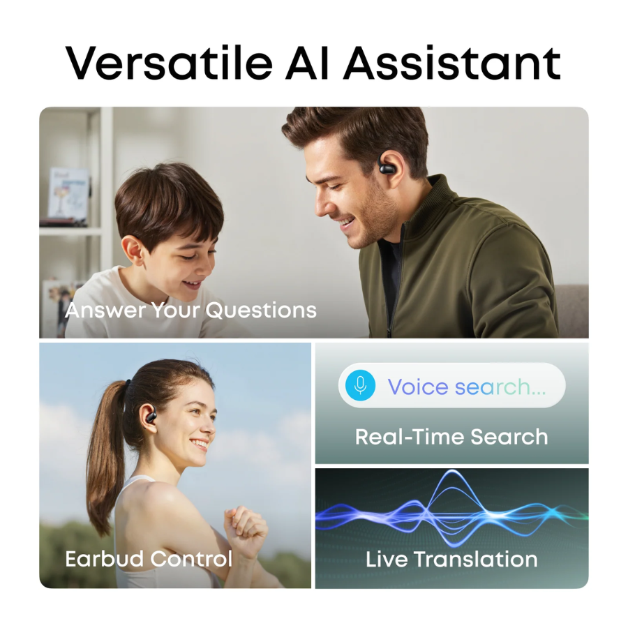 Soundcore AeroFit 2  with AI Assistant - Open-Ear Headphones and Real-Time Translation Features Long-Lasting Comfort Design