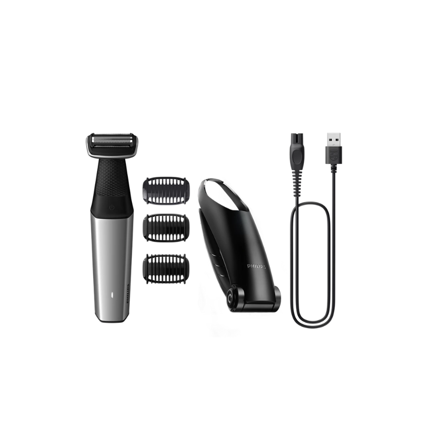 Philips Bodygroom Series 5000 Showerproof Groin and  Body Groom Bg5025/40 with Extra Long Back Attachment