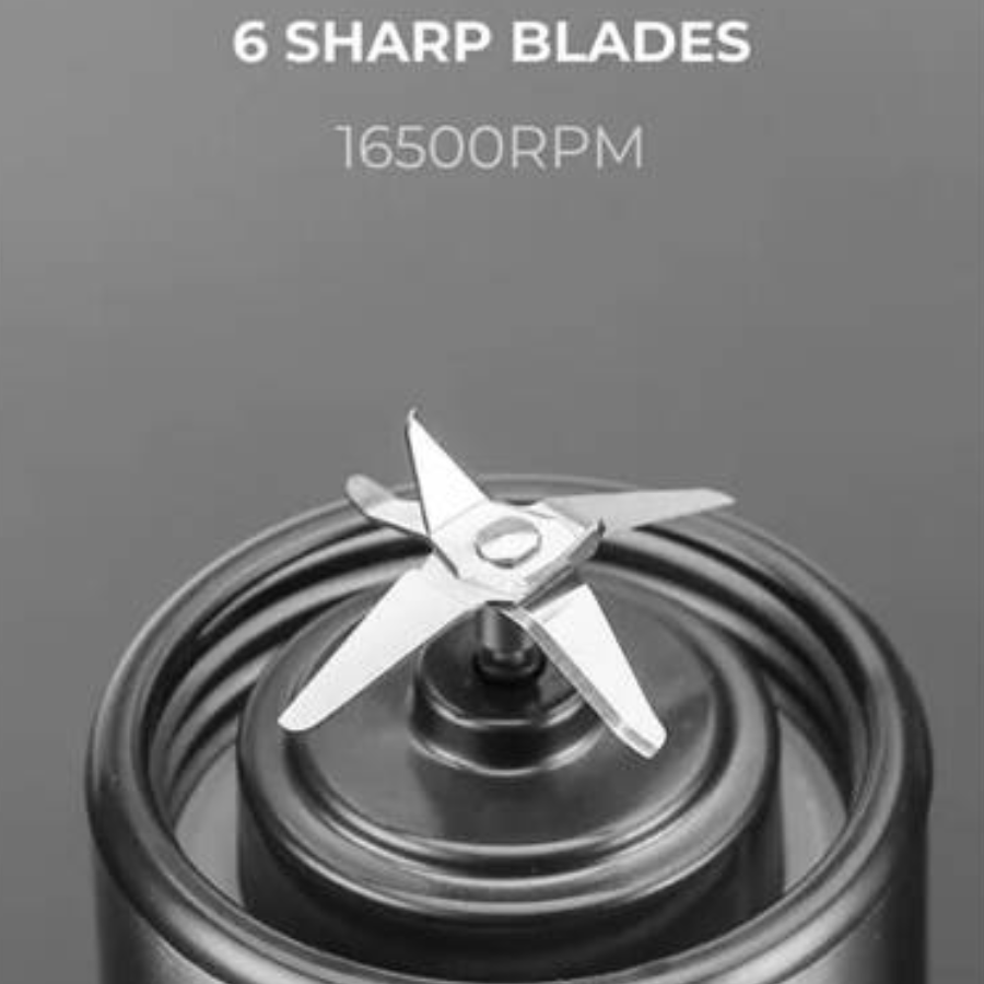 BluPebble Portable Rechargeable Blender 450ml Capacity 16500 RPM Personal Mixer with 6 Blades and USB C Charging Port