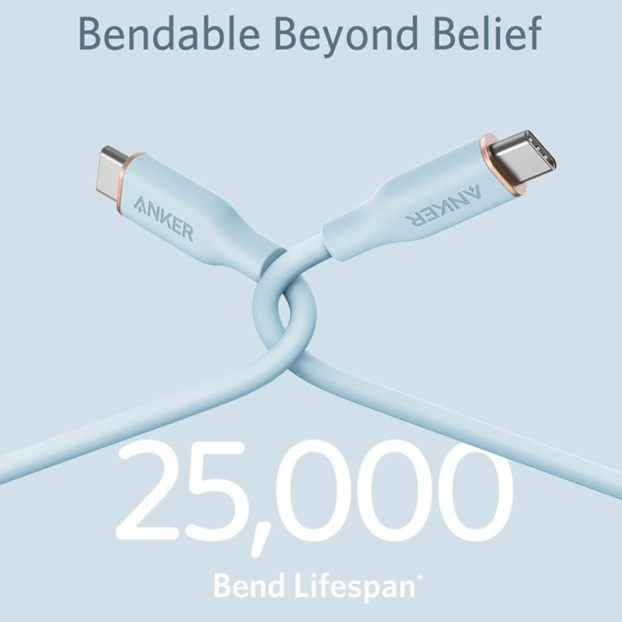 Anker PowerLine III Flow USB C to USB C Cable 100W Max Power Delivery 0.9m 3ft Super Soft Tangle Free Charging Cable