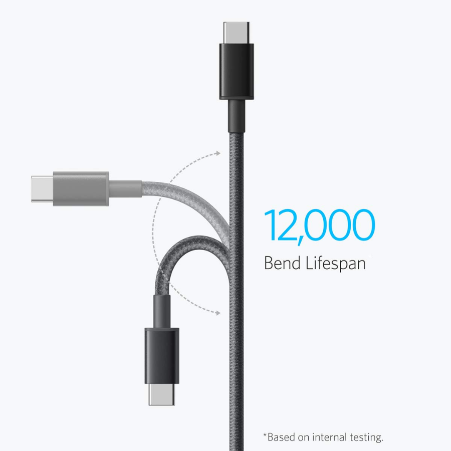 Anker 322 USB C to USB C Charging and Data Sync Nylon Braided Cable 60W Power Delivery 3ft Length Premium Cord