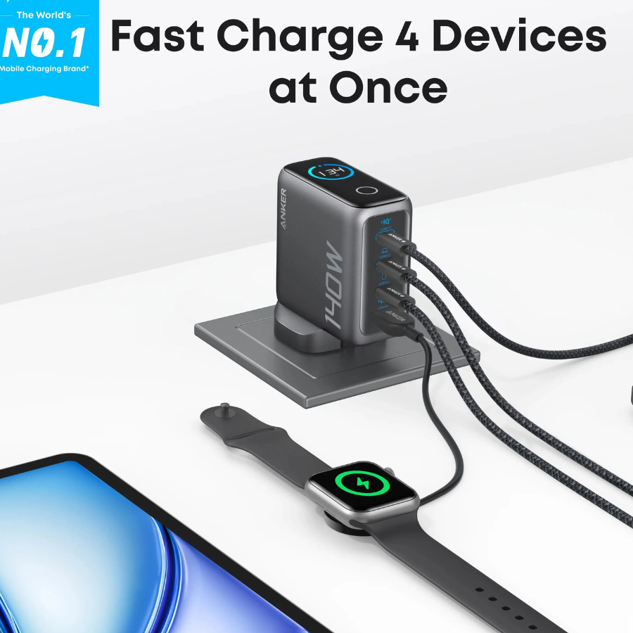 Anker 140W 4-Port Foldable GaN Fast Charger with 240W USB-C Cable B2697