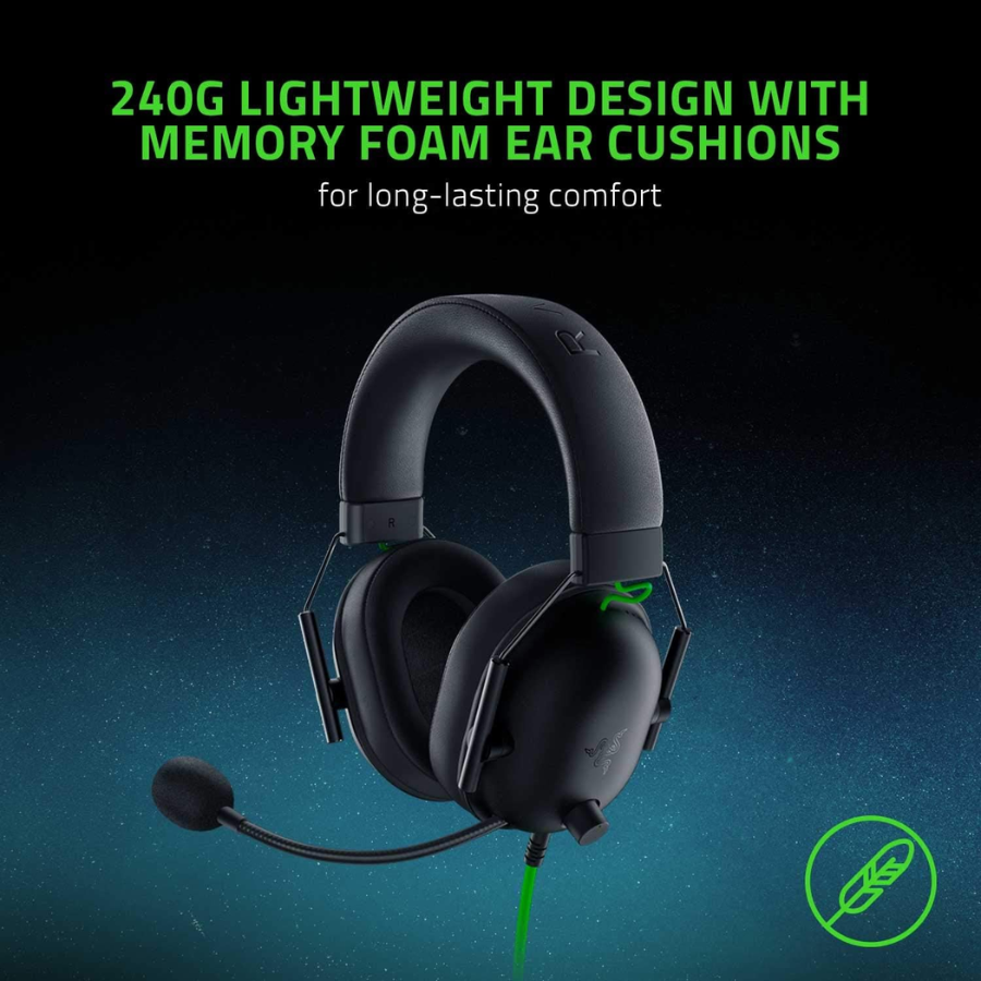 Razer BlackShark V2 X Wired Gaming Headset with 7.1 Surround Sound - Black