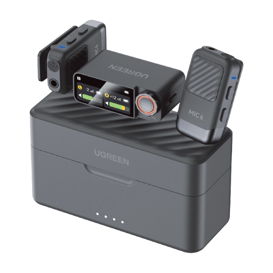 UGREEN Mic6 Pin Wireless Microphone System 2 TX + 1 RX with Charging Case CM988