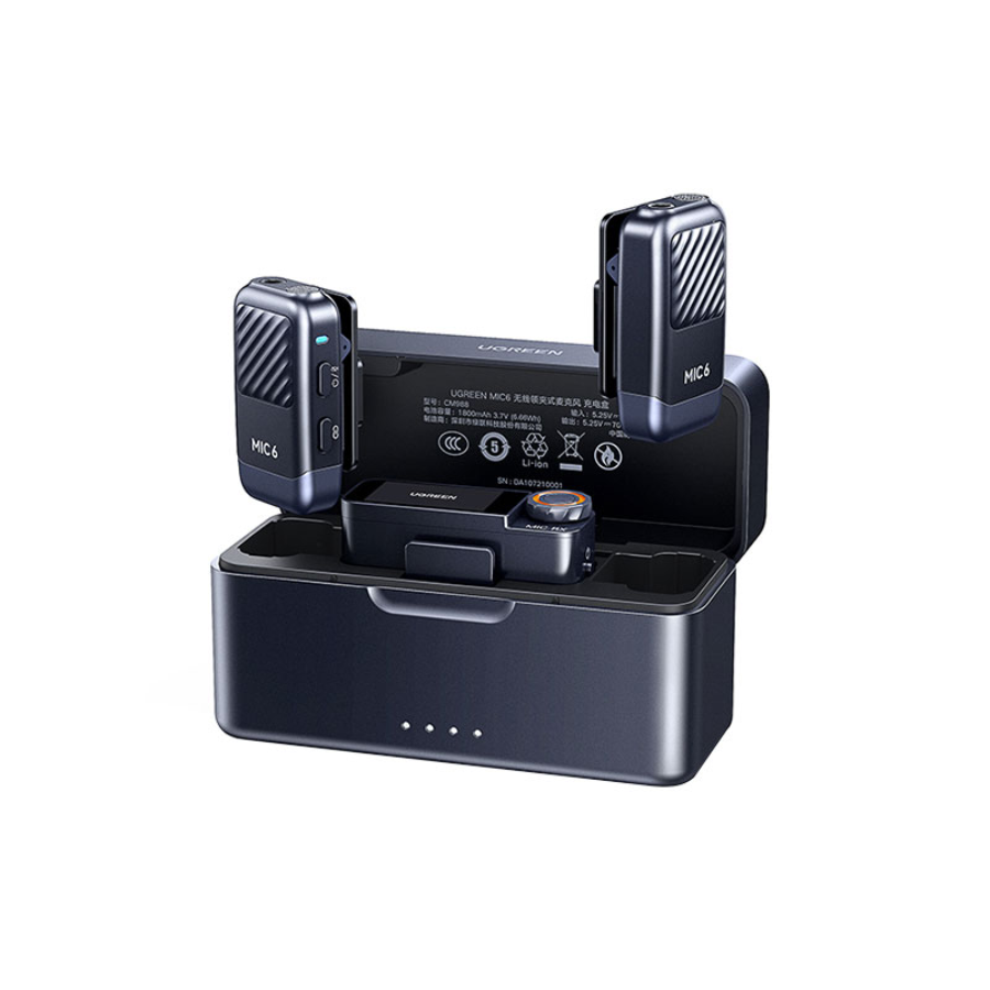 UGREEN Mic6 Pin Wireless Microphone System 2 TX + 1 RX with Charging Case CM988