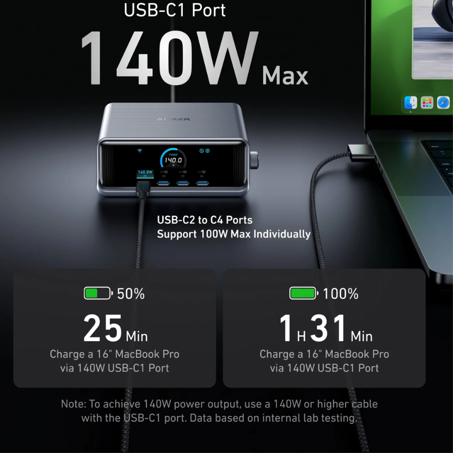 Anker Prime 250W GaN 6-Port Desktop Charger Pro+ A2345 Asian Edition Silver