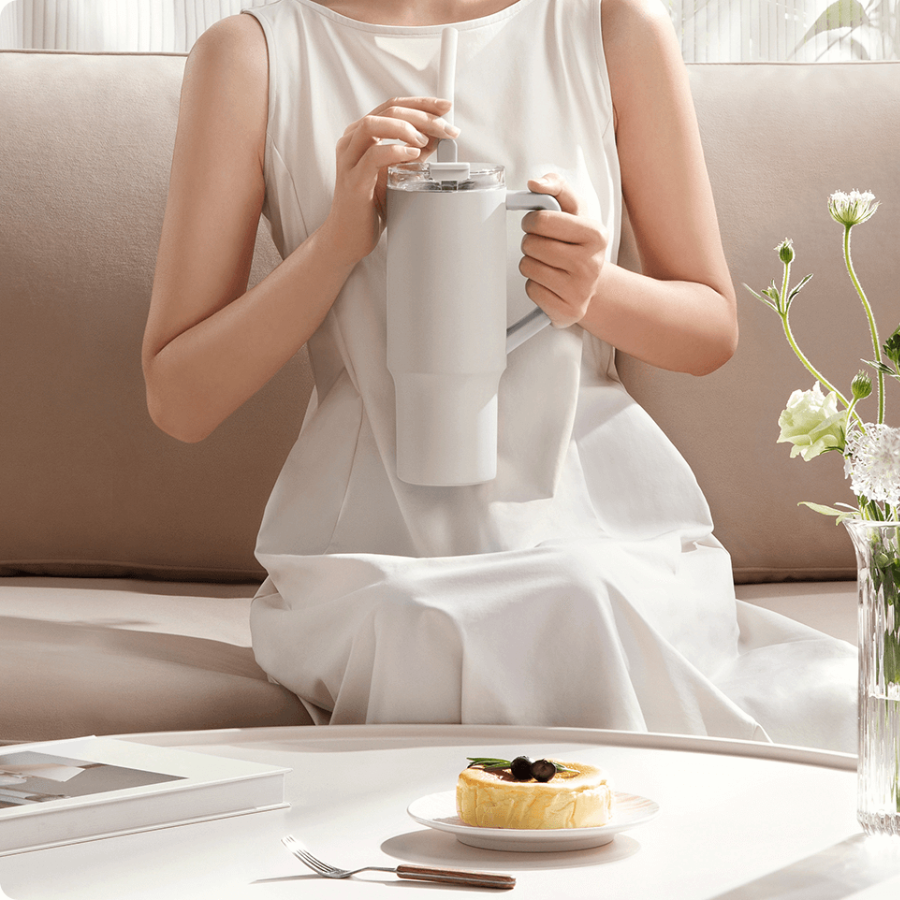 Xiaomi Insulated Straw Mug 1L - Stainless Steel Tumbler with Built-in Straw, High-Capacity Thermal Bottle for Hot & Cold Drinks