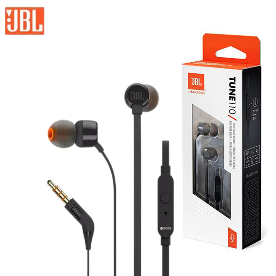 JBL TUNE110 - سماعات أذن بصوت JBL Pure Bass، أسود