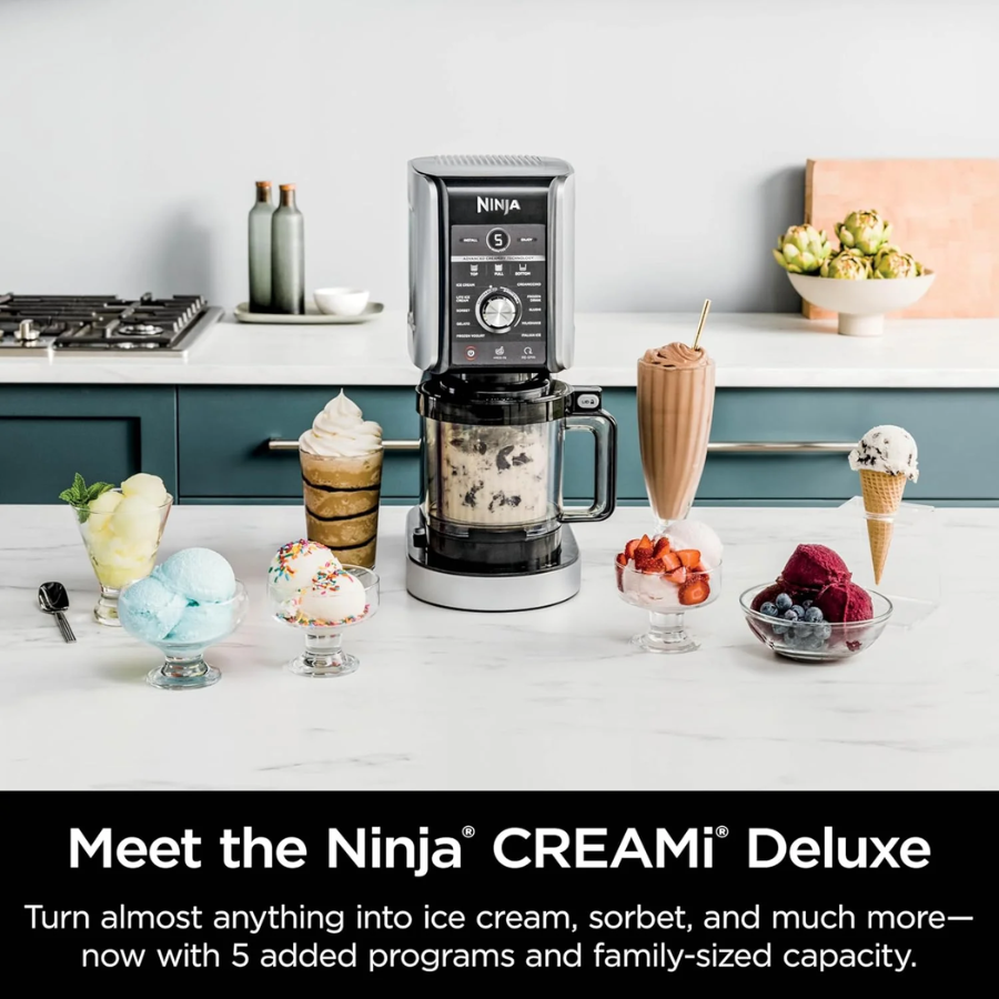 Ninja CREAMi Deluxe 11-in-1 Ice Cream & Frozen Treat Maker - Extra Large Capacity, 11 One-Touch Programs, Creamify Technology - Silver/Black
