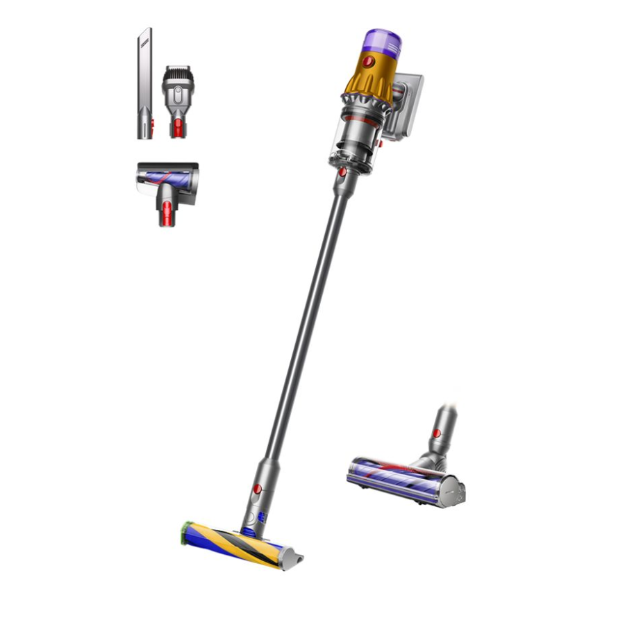 Dyson V12 Detect Slim Cordless Vacuum Cleaner - Laser Dust Detection, Powerful Suction & Smart LCD Display (Yellow/Iron)