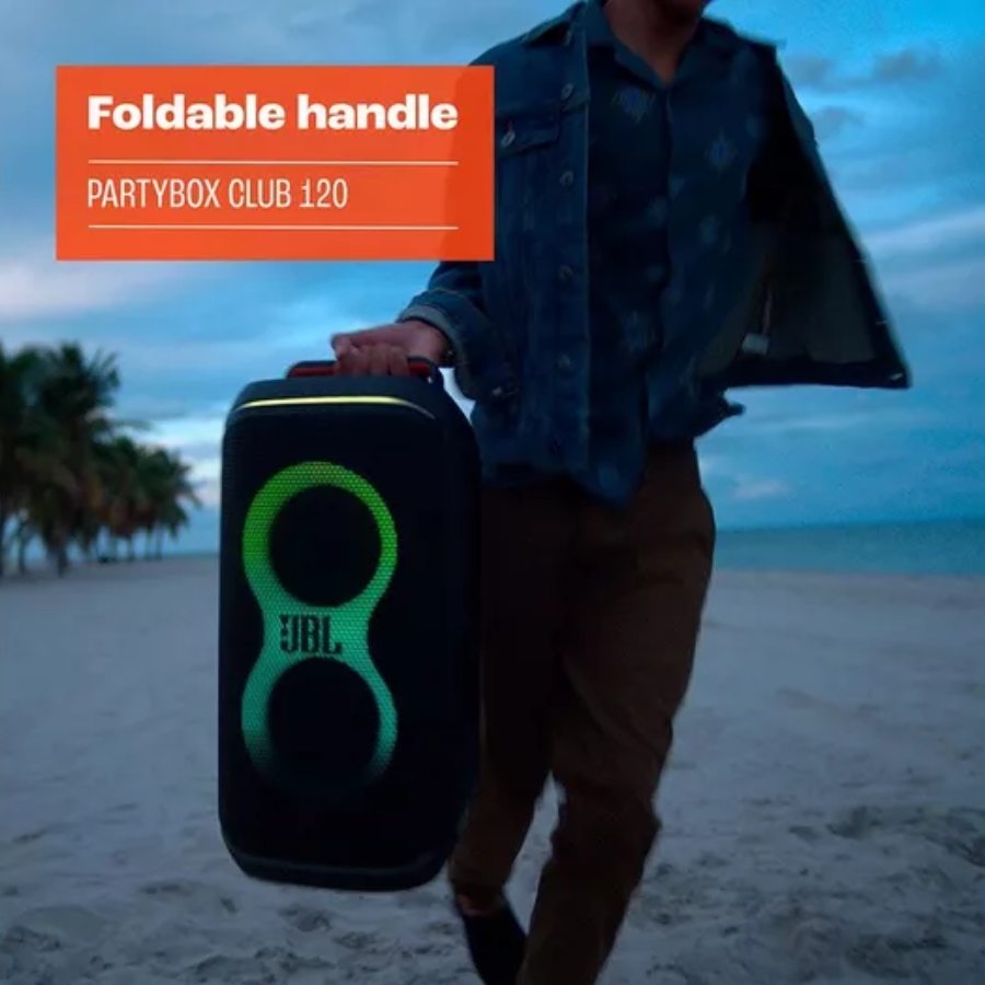 JBL PartyBox Club 120 Portable Party Speaker - 160W Powerful Sound, AI Sound Boost, Foldable Handle, and Dynamic Light Show