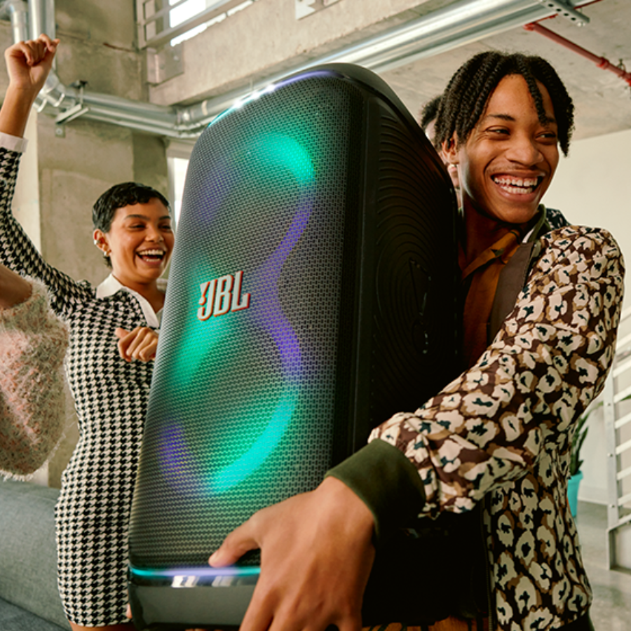 JBL PartyBox Stage 320 Portable Party Speaker - Powerful JBL Pro Sound, Adaptive Light Show, 18-Hour Battery & IPX4 Splashproof