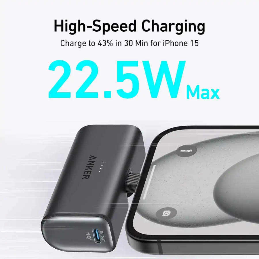 Anker Nano Power Bank 5000mAh with Built In Lightning Connector Ultra Compact Pocket Size Portable Charger
