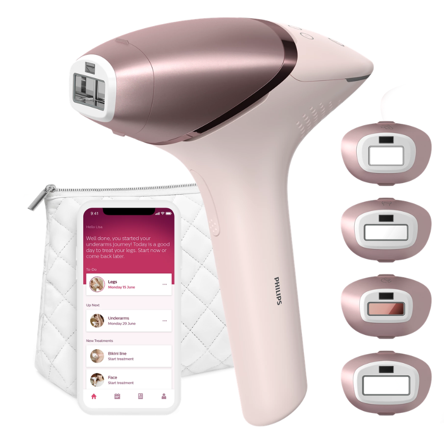 Philips Lumea 9000 Series IPL Hair Removal Device - SenseIQ Technology, 4 Smart Attachments, Corded & Cordless - BRI958/60