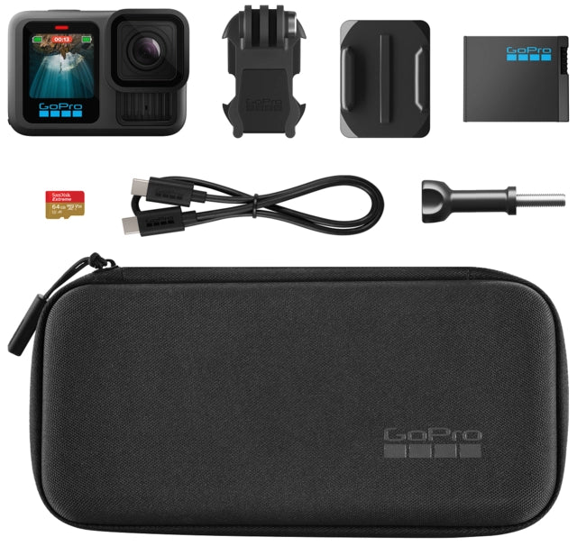 GoPro HERO13 Black Specialty Bundle - 5.3K60 Ultra HD Video - 27MP Photos - HyperSmooth 6.0 Stabilization - HB-Series Lens Compatibility - Includes 64GB SanDisk MicroSD Card & Accessories