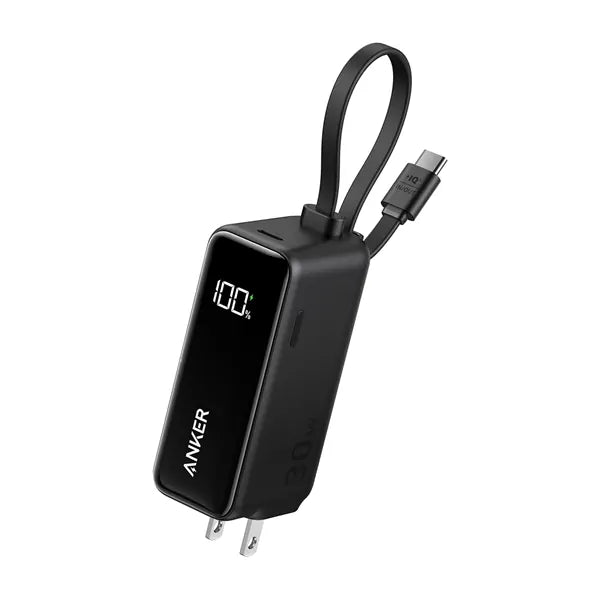 Anker 3-in-1 Power Bank (Fusion) - 30W Fast Charging - Integrated USB-C Cable - 5000mAh Battery Capacity - Hybrid Wall Charger and Portable Battery - Compact Travel Design - Universal Compatibility