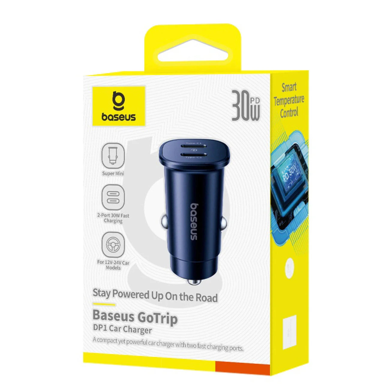 Baseus GoTrip Car Charger 30W - Model BS-C15C1 Dual Port Fast Charging