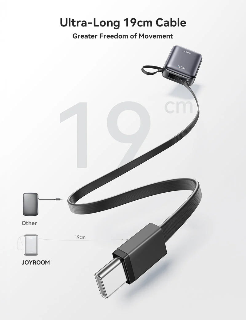Joyroom JR-PBF29 22.5W Mini Power Bank 20000mAh with Built-in USB-C Cable