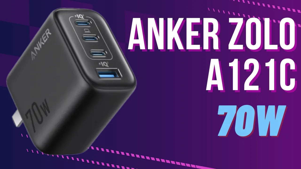 Anker Zolo 70W 4-Port Fast Charger — USB-C & USB-A Wall Adapter (Black & White)