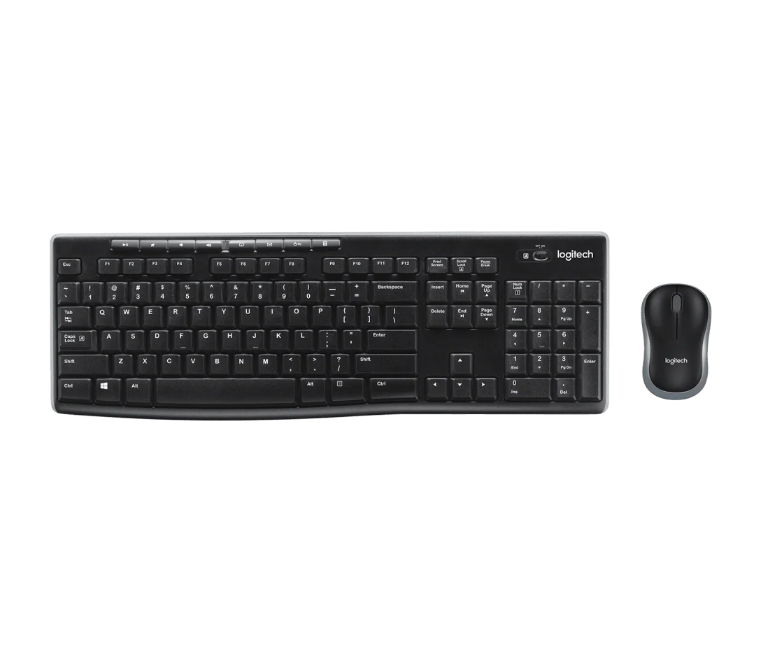 Logitech MK270 Wireless Keyboard and Mouse Combo - Full-Size Layout - 8 Multimedia Hotkeys - 2.4 GHz Reliable Connection - Long Battery Life - Black