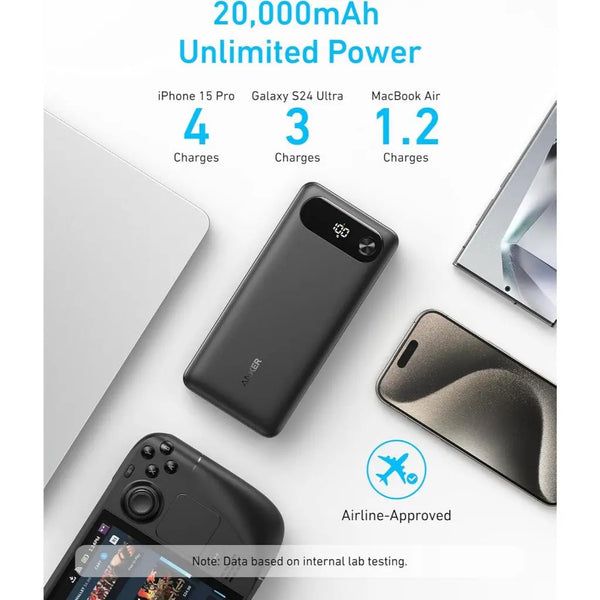 Anker Power Bank 20K 87W Built-In USB-C Cable — 20,000mAh | Jordan