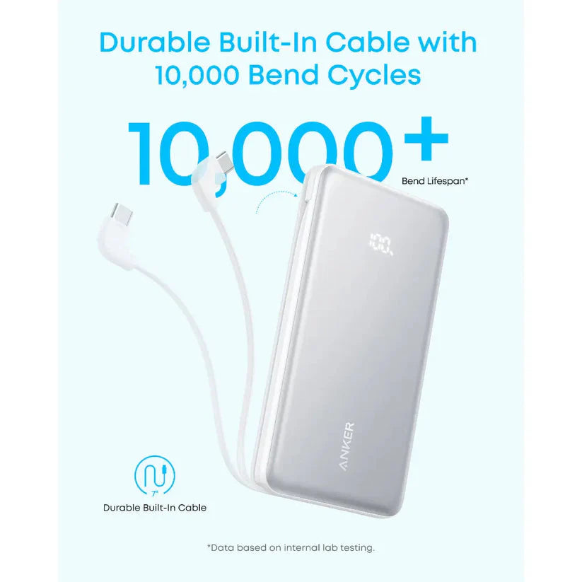 Anker Zolo Power Bank 10,000mAh 22.5W with Built-In USB-C Cable