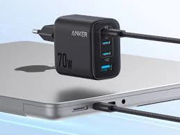 Anker Zolo 70W 4-Port Fast Charger — USB-C & USB-A Wall Adapter (Black & White)